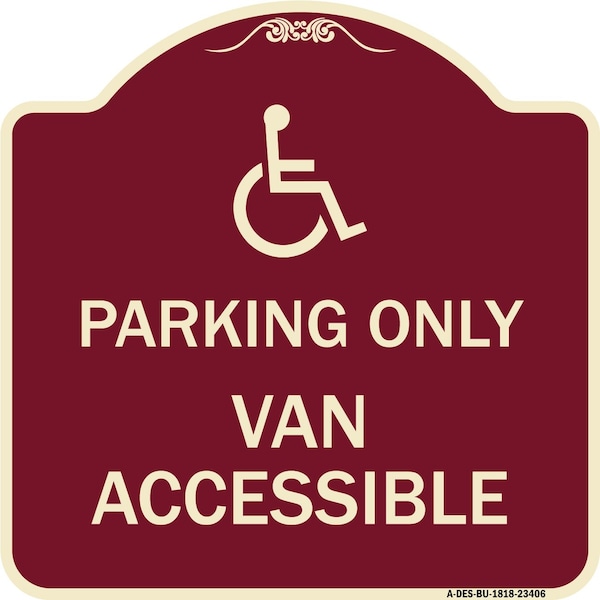 Parking Van Accessible W/ Graphic Heavy-Gauge Aluminum Architectural Sign, 18" x 18", BU-1818-23406